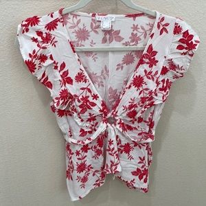 Venus Red and White Blouse